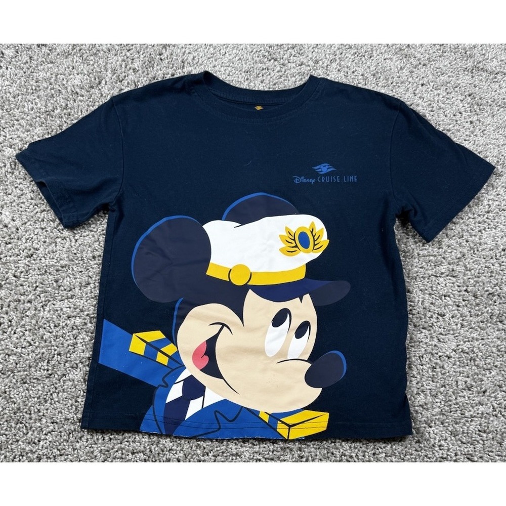 Disney Cruise Line Boys Mickey Mouse Tee T-Shirt Navy Captain Mickey Small Read